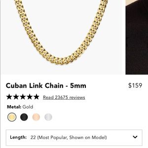 JAXXON 5mm Gold Cuban Link Chain, 22”